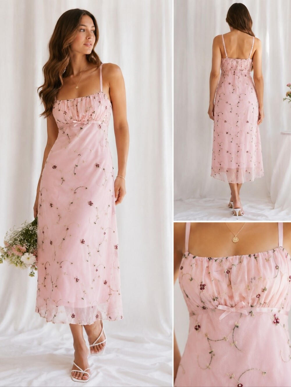 Blush Pink Floral Embroidered Slip Dress